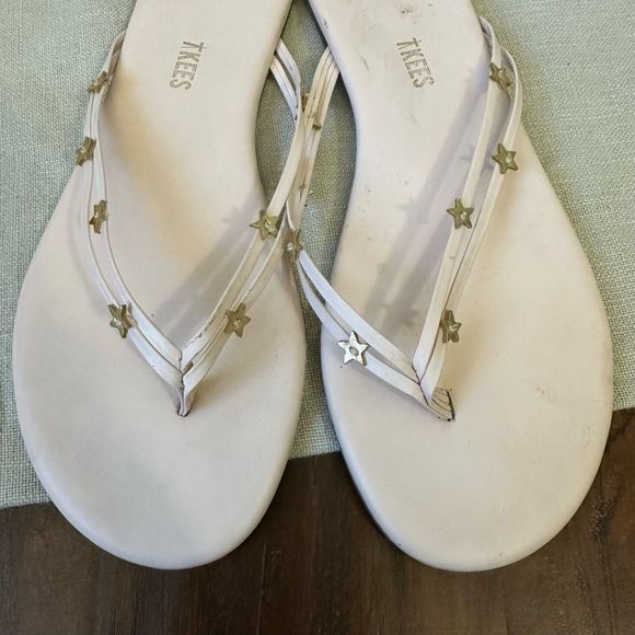 TKEES Duo Stars Flip Flop Sandals in Blush Pink Cowhide Leather - Picture 2 of 10